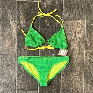 Vibrant Green and Yellow Bikini Set